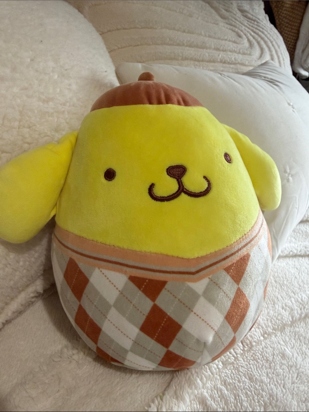 Kellytoy Plush Yellow Pompompurin Argyle Dog Stuffed Animal